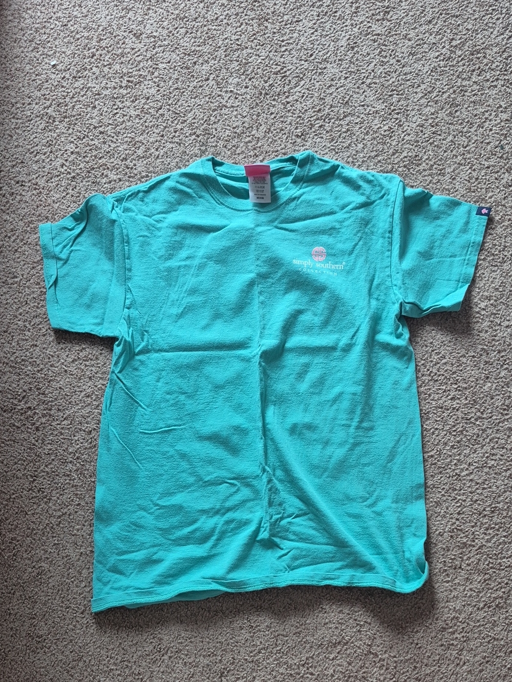Simply Southern Kids' Teal Short Sleeve Tee with Pocket Logo
